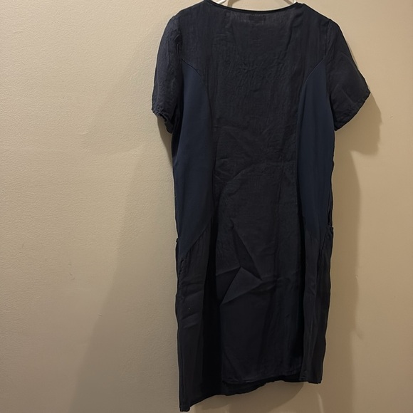 Lina Tomei Elegant navy Dress with Embellished beaded Neckline - medium - Picture 7 of 7